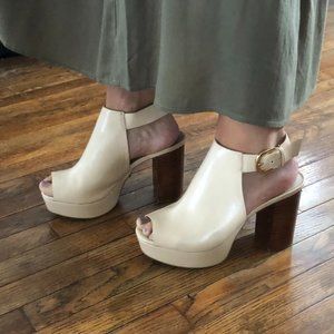 Topshop Nude Peep-Toe Pumps